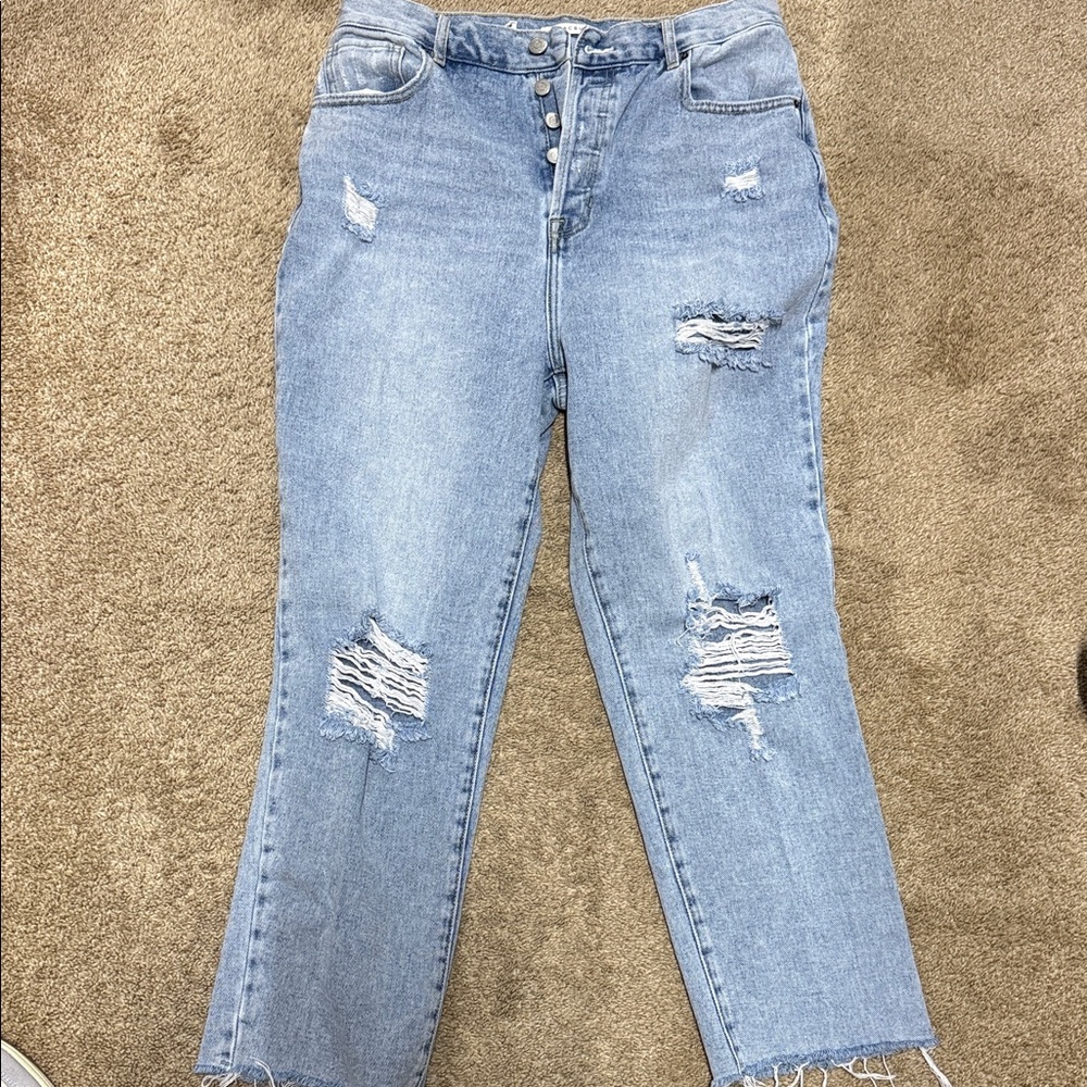 PacSun Medium Blue Ripped Straight Leg Jeans